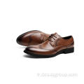 Pointe de l&#39;aile chaussures pour hommes en cuir brunis